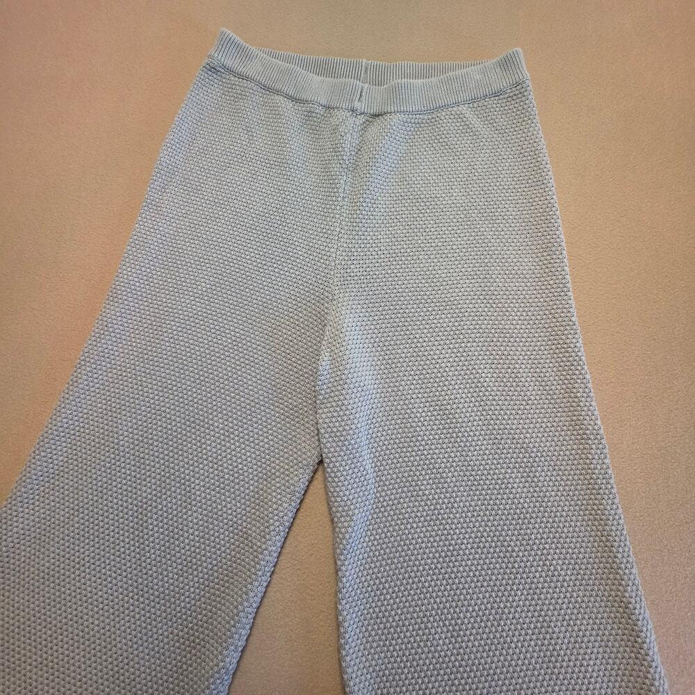 Free People FP Beach Hailee Waffle-Knit Wide-Leg Pants Gray Sz Med 100% Cotton